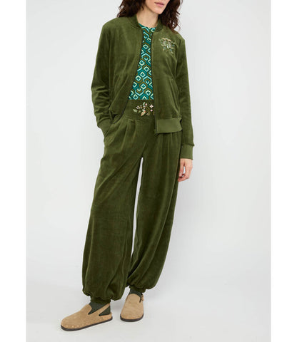 Velvet Harmony Bomber  Shades of Green