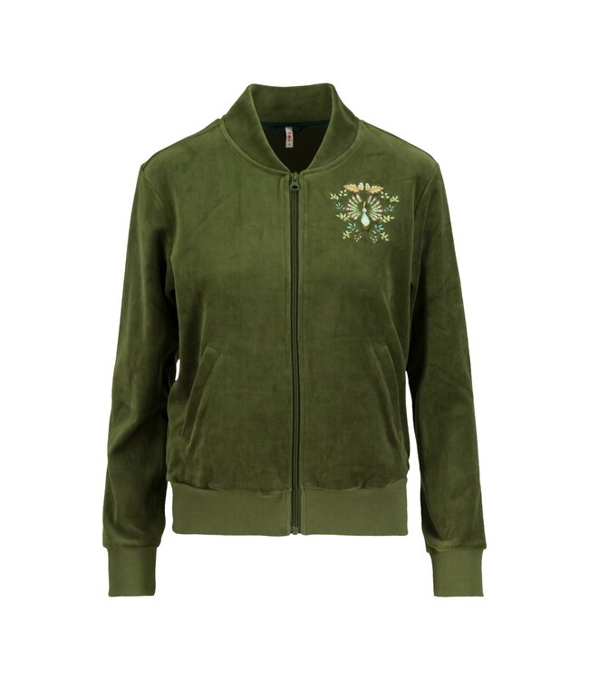Velvet Harmony Bomber  Shades of Green