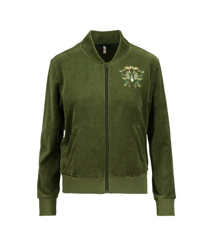 Velvet Harmony Bomber  Shades of Green
