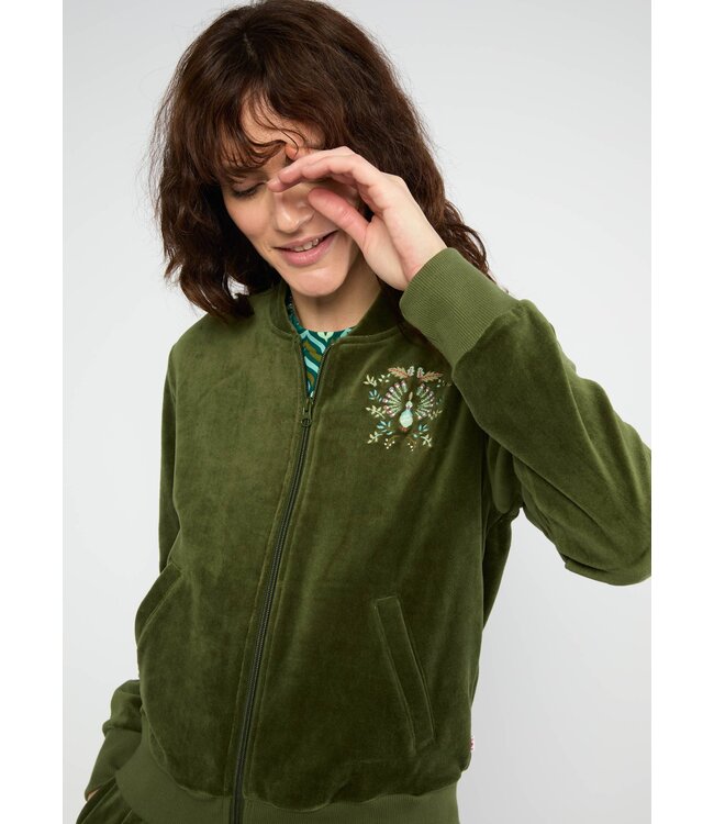 Velvet Harmony Bomber  Shades of Green