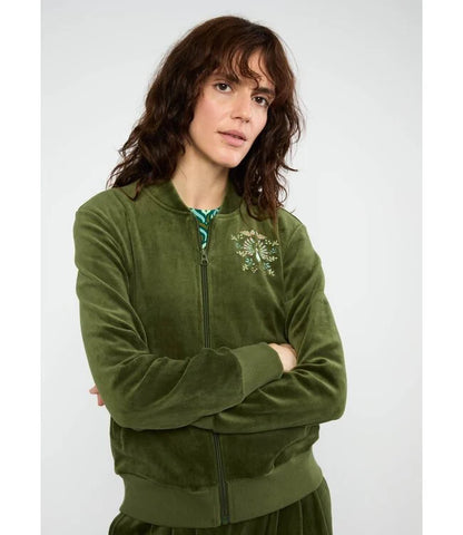 Velvet Harmony Bomber  Shades of Green