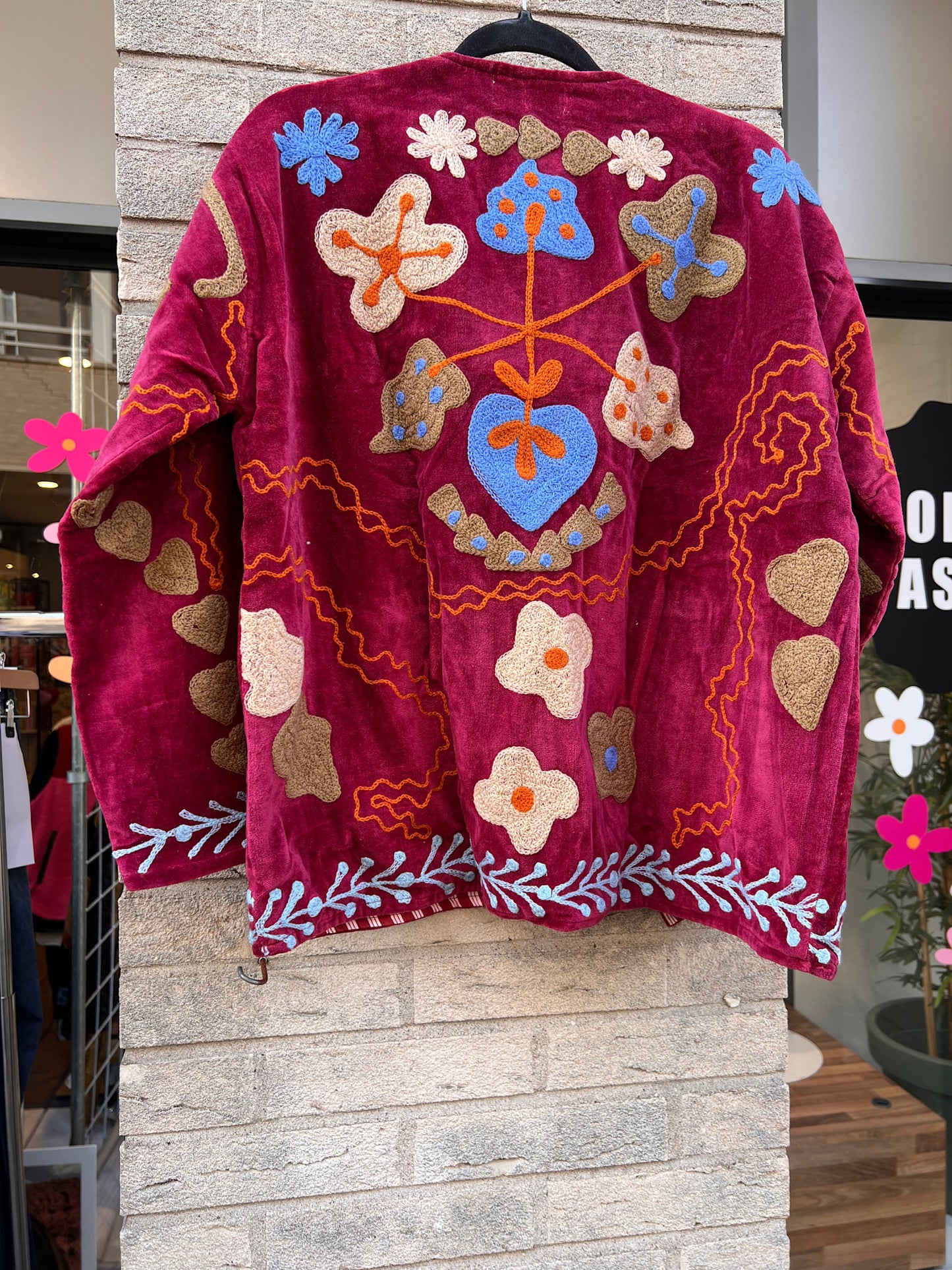 Velvet Suzani jacket Wijnrood
