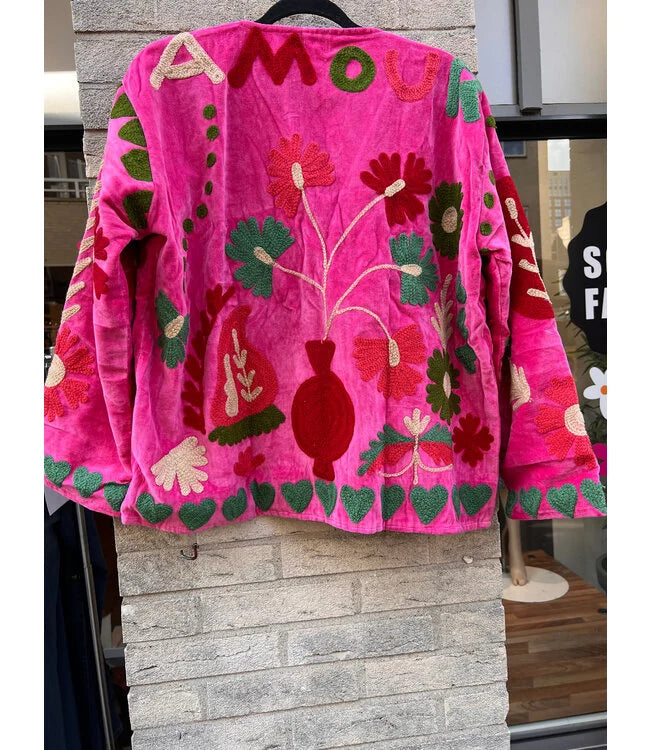Velvet Suzani jacket Amour roze