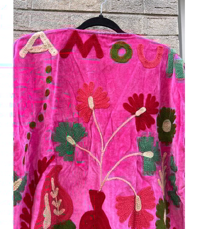 Velvet Suzani jacket Amour roze