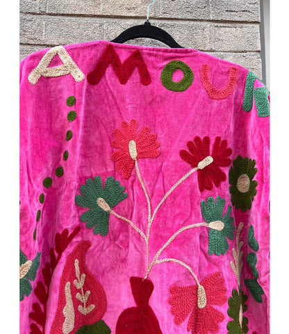 Velvet Suzani jacket Amour roze