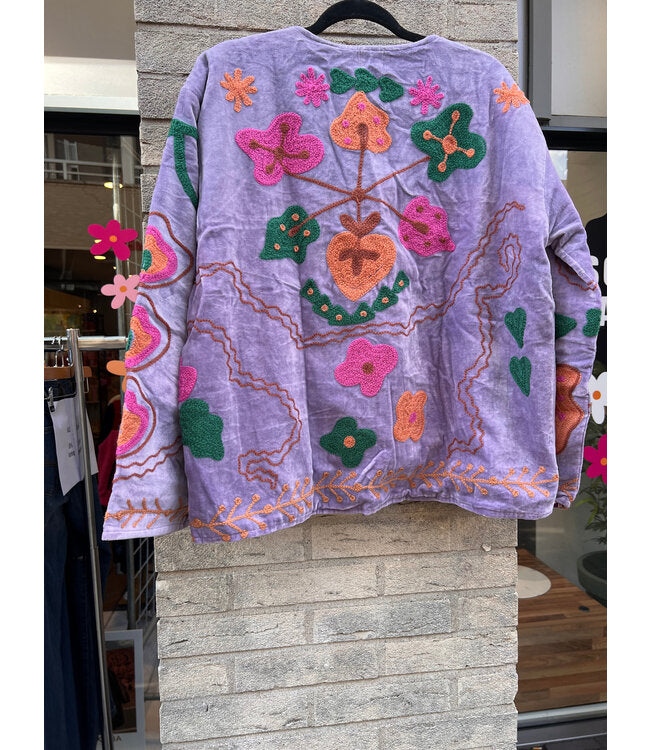 Velvet Suzani jacket lila