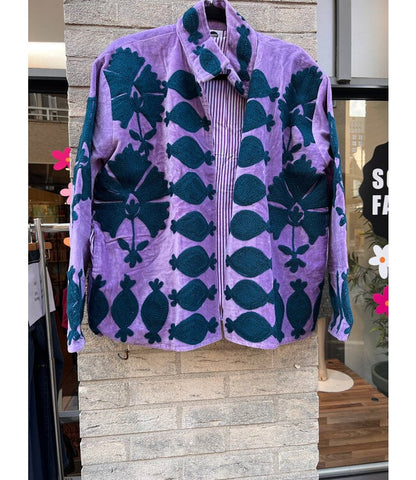 Velvet Suzani jacket lila