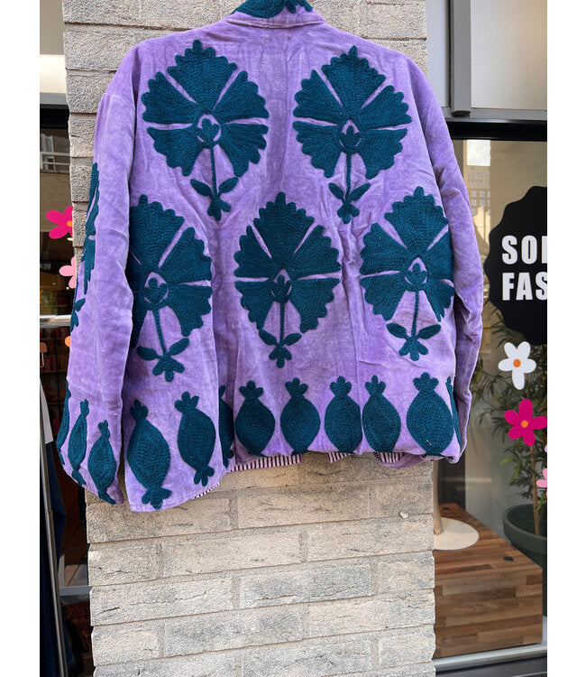 Velvet Suzani jacket lila