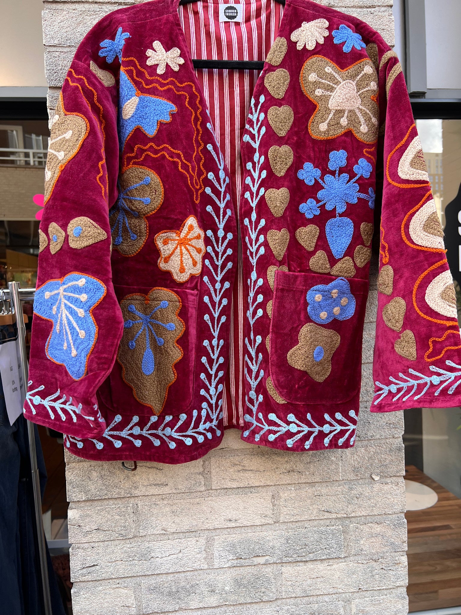 Velvet Suzani jacket Wijnrood