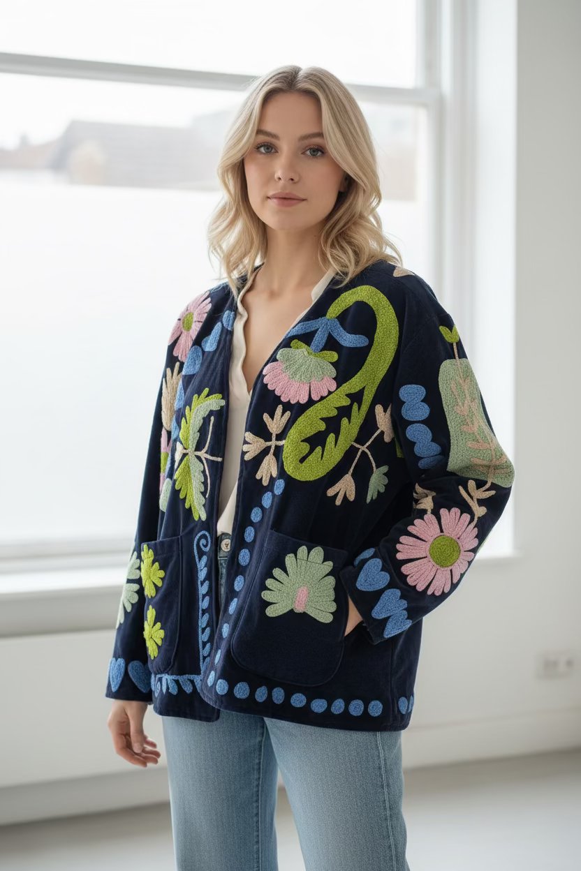 Velvet Suzani jacket Amour navy
