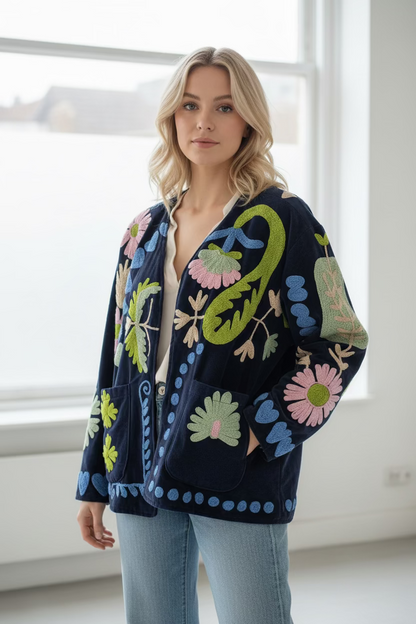 Velvet Suzani jacket Amour navy