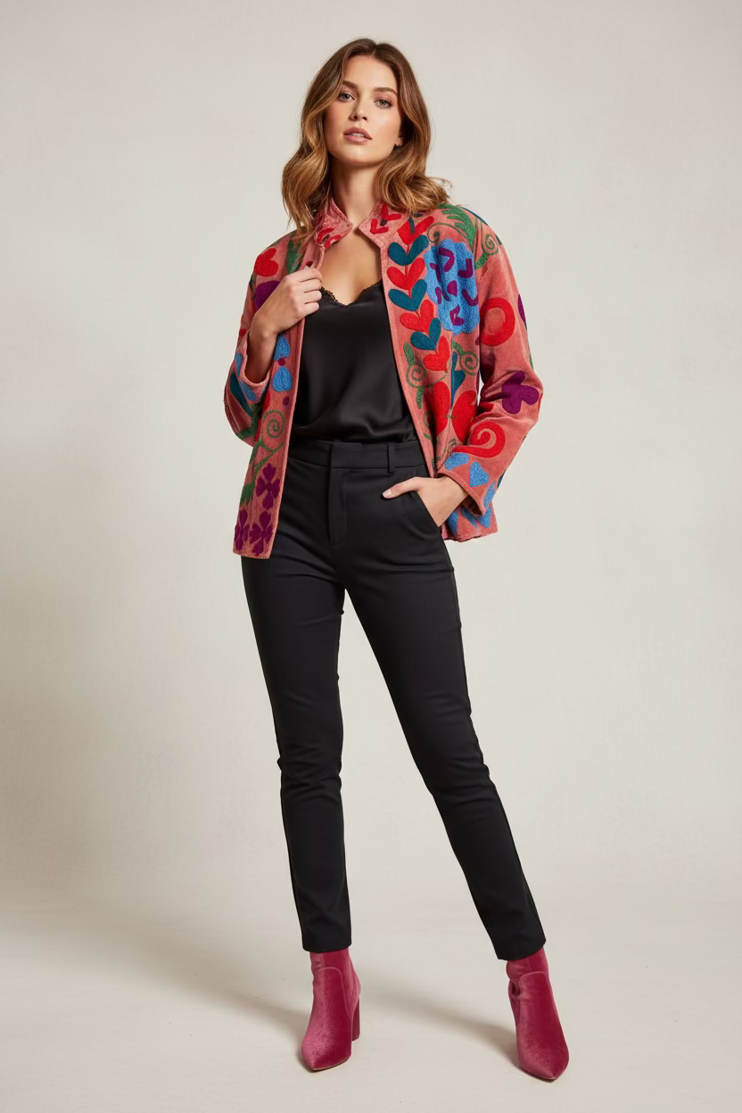 Velvet Suzani Jacket Roze