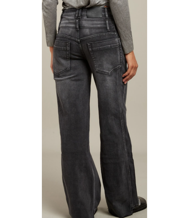Wide Leg Jeans met Dubbele band   Antraciet