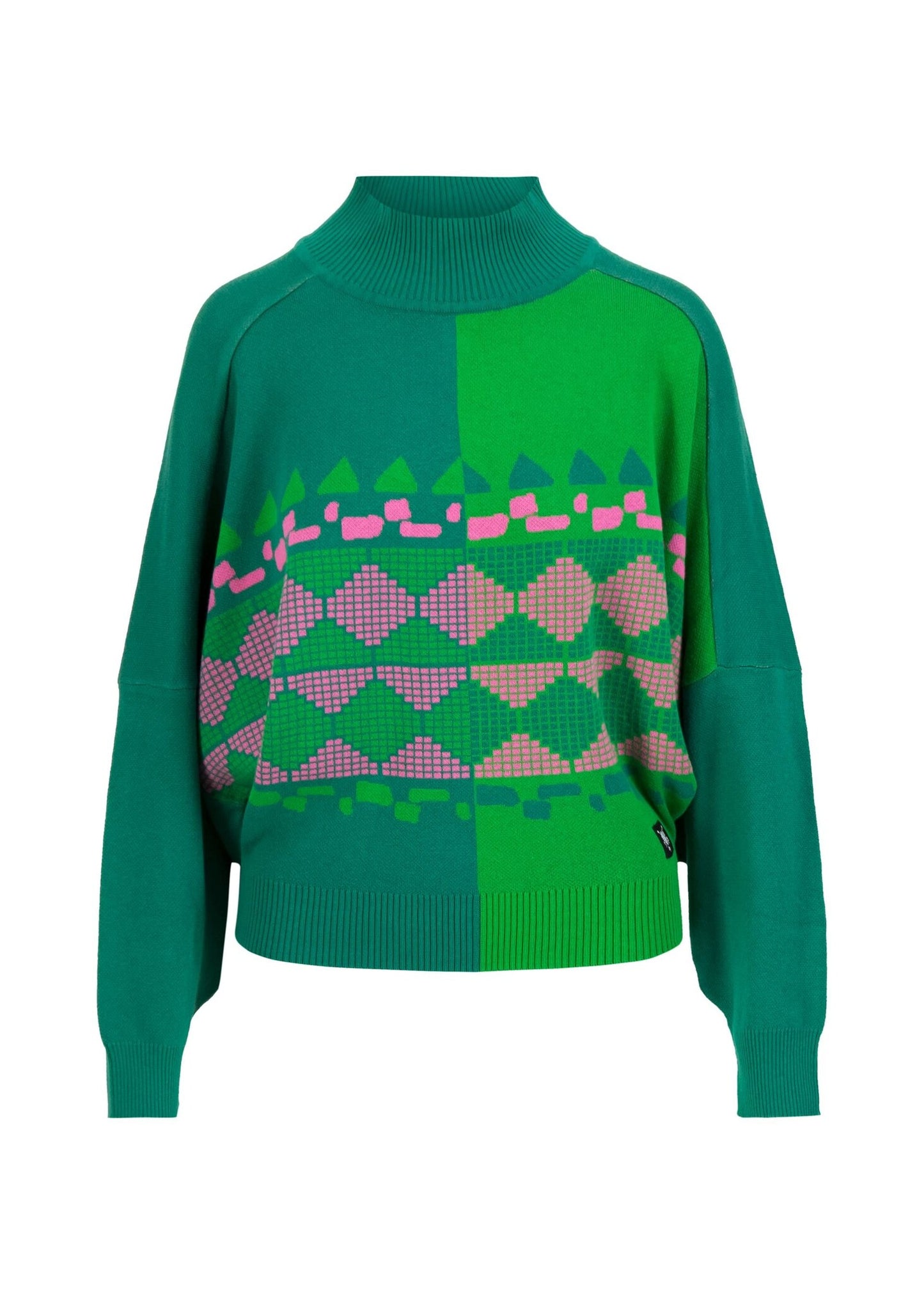 Winterpullover Diamond Loom Egg Chunky Pullover Green
