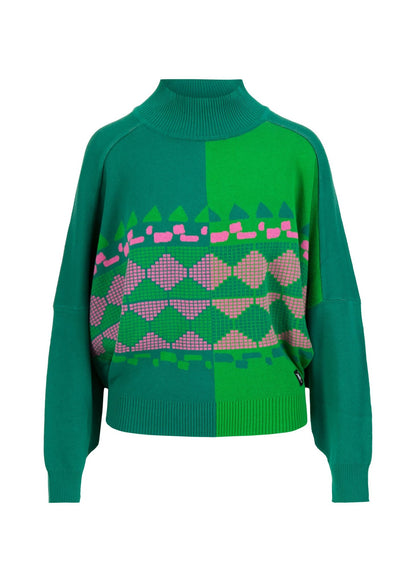 Winterpullover Diamond Loom Egg Chunky Pullover Green