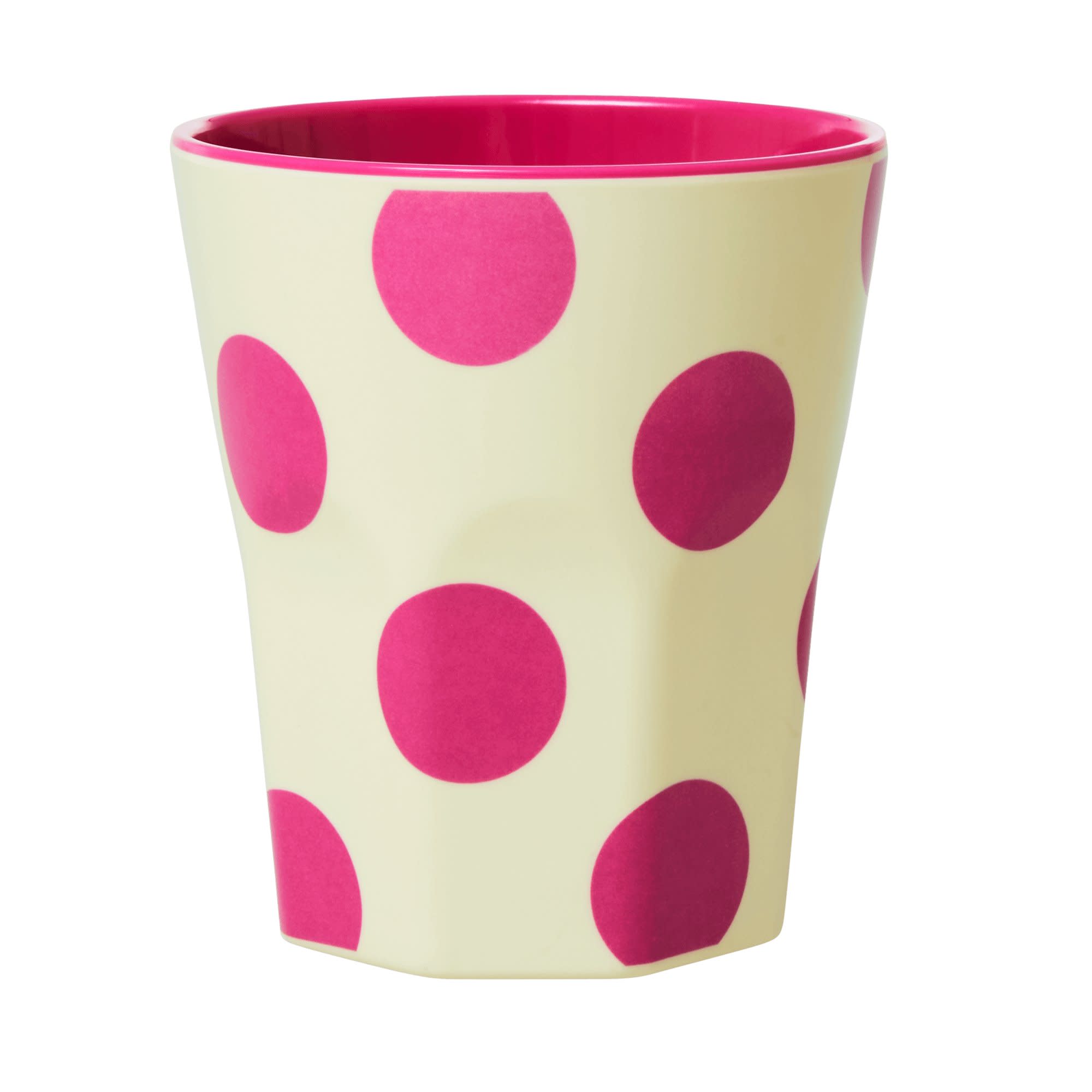 Rice Cup  Creme Fuchsia Dots Jumbo
