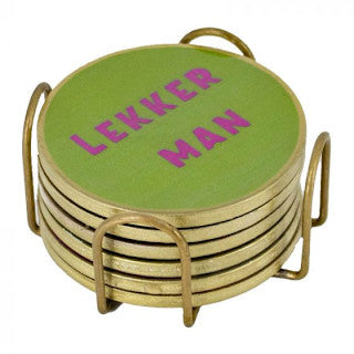 Setje onderzetters met tekst